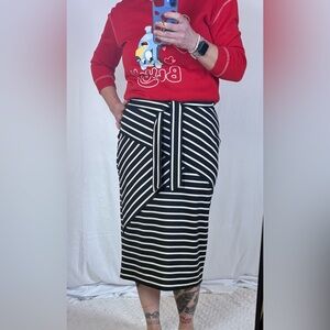 Halogen Black and White Striped Pencil Skirt
